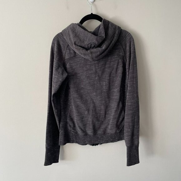 Lululemon Activewear Jacket Full Zip Hooded Stretch Thumbholes Gray Black 6 - Picture 3 of 9